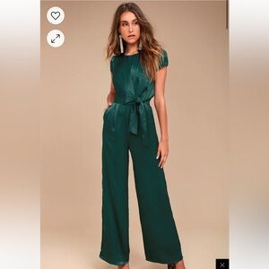Green Satin Wide-Leg Jumpsuit